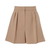 Max Mara Högmidjade ullblandade shorts Brown, Dam