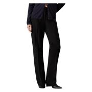 Calvin Klein Svarta Ull Slim Straight Byxor Black, Dam