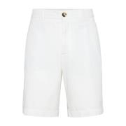 Brunello Cucinelli Eleganta Shorts för Män White, Herr