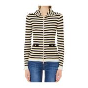 Liu Jo Vit Cardigan Sweater Elegant Dragkedja Multicolor, Dam