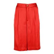 Semicouture Linne Bomull Bermuda Shorts Red, Dam