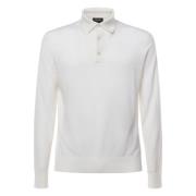 Ermenegildo Zegna Vit Ull Polo Skjorta Knappstängning White, Herr