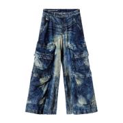 Diesel Denim Cargo Byxor Unisex Indigo Blå Blue, Herr