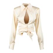 Nineminutes Elegant Skjorta med Polyester och Elastan Beige, Dam