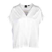 Pinko Silkeblandning Stretchig Stickad Topp White, Dam