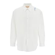 Marni Broderad Oxford Skjorta med Klassisk Design White, Herr