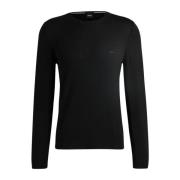 Hugo Boss Svart Crewneck Ulltröja Black, Herr