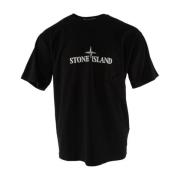 Stone Island Svart Bomull Oversized T-shirt för Herrar Black, Herr