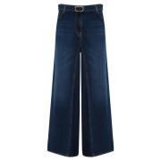 Twinset Denim Cropped Byxor med Bälte Blue, Dam