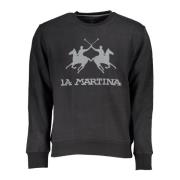 La Martina Svart Långärmad Sweatshirt med Logotyptryck Black, Herr