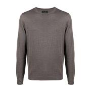 Roberto Collina Stilig Pullover med Rund Hals Gray, Herr