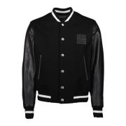 Givenchy Svart läder bomber varsity jacka Black, Herr