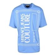 Versace Jeans Couture Bomull T-shirt med Stiligt Design Blue, Herr