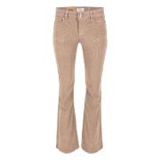 DNM Pure Sammet Flare Byxor Taupe Beige, Dam