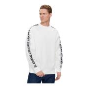 Armani Exchange Logo Ärm Sweatshirt - Blancs White, Herr