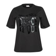 Kaffe Curve Svart Djup T-Shirt Topp Black, Dam