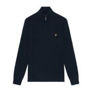 Lyle & Scott Quarter Zip Shaker Stitch Sweater Blue, Herr