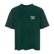 Drole de Monsieur Slogan T-shirt med ribbad halsringning Green, Herr