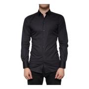 Dolce & Gabbana Svart Slim Fit Formell Skjorta Sprid Krage Black, Herr