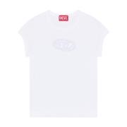 Diesel Vita T-shirts med Cut-out Detaljer White, Dam