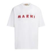 Marni Vit Jersey Logo T-shirt White, Herr