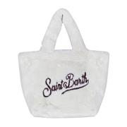 MC2 Saint Barth Mjuk faux fur medium handväska White, Dam