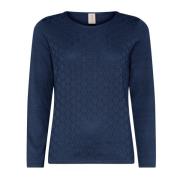 Skovhuus Feminin O-Neck Pullover Jeans Blå Blue, Dam