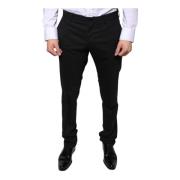 Dolce & Gabbana Svarta Skinny Dress Pants med dragkedja Black, Herr