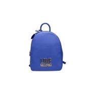 Love Moschino Blå Polyeten Ryggsäck med Justerbara Remmar Blue, Dam