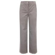 Via Masini 80 Velvet Wide Leg Trousers Dove Grey Gray, Dam