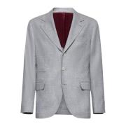 Brunello Cucinelli Grå Ullblandning Peak Lapel Blazer Gray, Herr