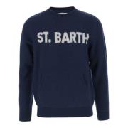 MC2 Saint Barth Logo Ulltröja Crew Neck Navy Blue, Herr