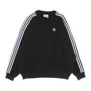 Adidas Svart Oversize Crewneck Sweatshirt med 3 Ränder Black, Dam