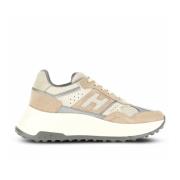 Hogan Beige Sneakers med Mocka och Mesh Beige, Dam