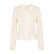 Jil Sander Beige Ull Silke Blandning Cardigan Beige, Dam