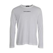 Dolce & Gabbana Vit Bomull Logo Pullover Tröja White, Herr