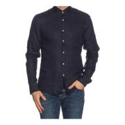 YES ZEE Herr Linneskjorta Regular-fit Fransk Krage Blue, Herr