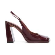 Amina Muaddi Elegant Slingback Pumps i Vinrött Red, Dam