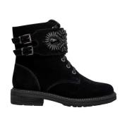 ALMA EN PENA Platta ankelboots med strassförslutning Black, Dam