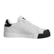 Dolce & Gabbana Logo Portofino Sneaker Skor Svart Vit White, Herr