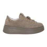 Gio+ Duvgrå Mocka Sneakers med Guld Accenter Gray, Dam