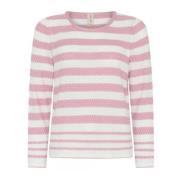 Skovhuus Sportig Randig O-Neck Pul Blus Pink, Dam