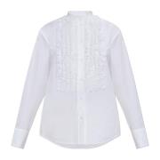 Jil Sander Blus med jabot White, Dam