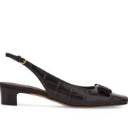 Salvatore Ferragamo Mörkbruna Slingback Sandaler Black, Dam