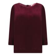 Blanca Vita Bordeaux Velvet Blouse Elegant Topwear Red, Dam