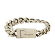 Saint Laurent Metall Kedja Armband Gray, Herr