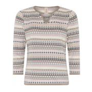 Skovhuus Prickig 3/4 Ärm Pullover Blus Multicolor, Dam