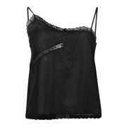 MM6 Maison Margiela Silkespets topp med asymmetrisk halsringning Black...