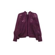 Forte Forte Blommig Mohair Kabel Kimono Kofta Purple, Dam