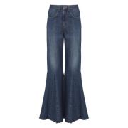 Chloé Blå Flare Jeans med Framlåsning Blue, Dam